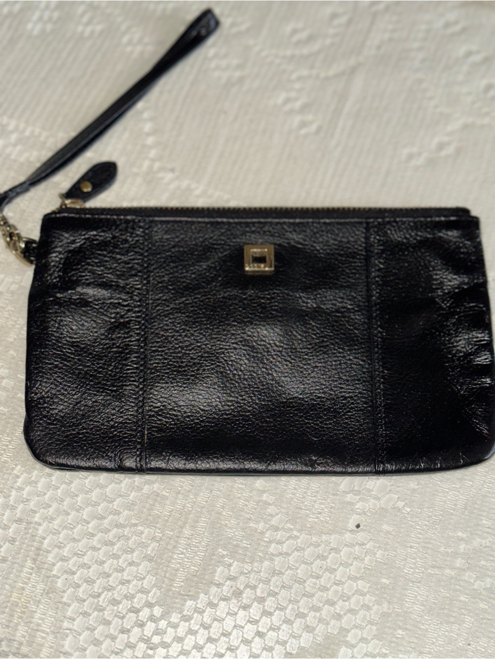Lodis Black Leather Pouch wristlet